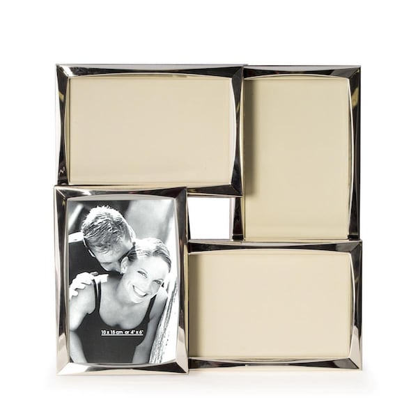 Bey Berk International Bey-Berk International Silver Tone 4 Collage 4 x 6 in. Picture Frame with Easel Back BE50316 - main